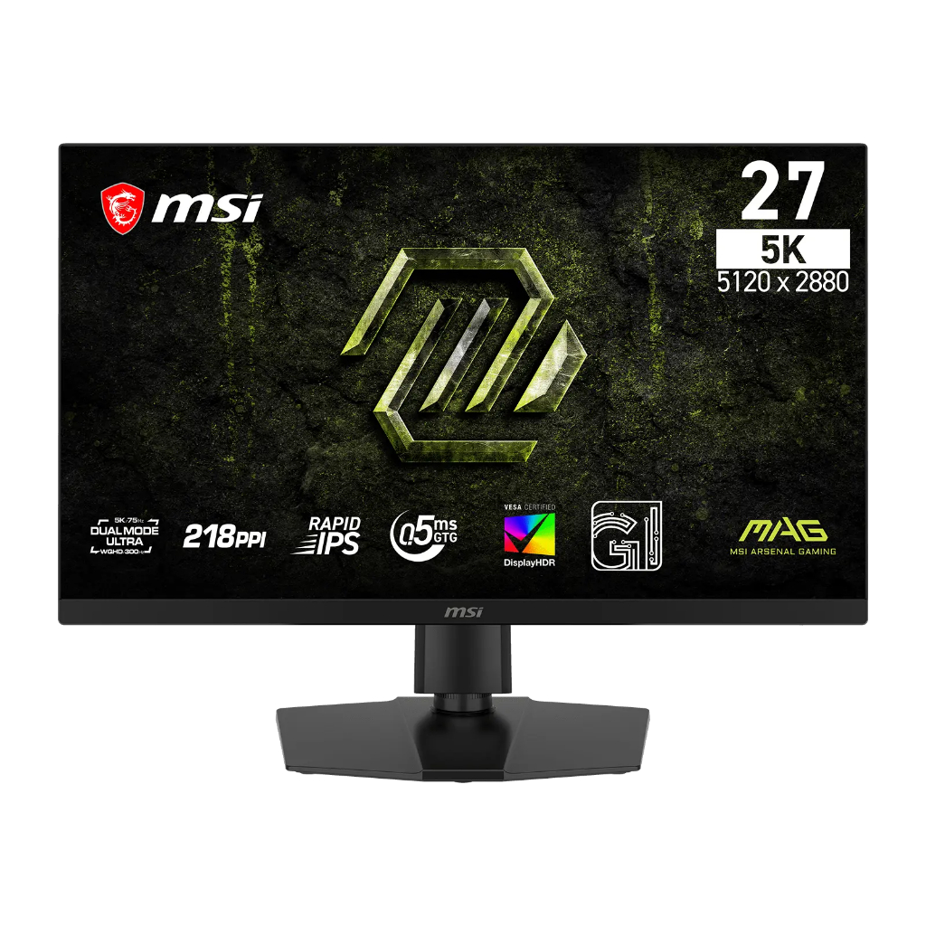 MSI MAG 271KPD7 Dual Mode Gaming Monitor 218 ppi, 5K 75Hz / 2K 300Hz Rapid IPS, HDMI 2.1, G-Sync, KV
