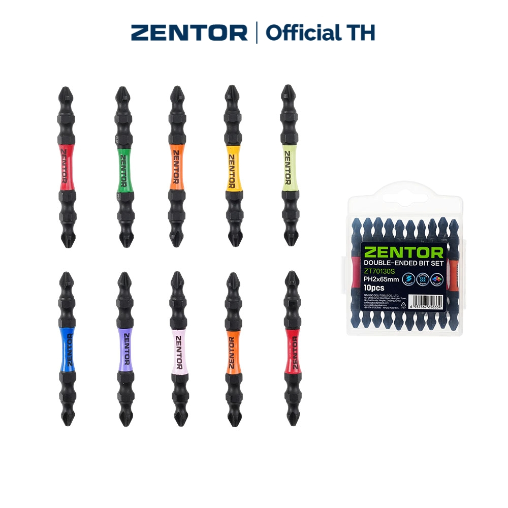 Zentor ชุดดอกไขควง 10 ชิ้น ดอกไขควงหัวแฉก PH2 สองด้าน หัวแม่เหล็ก กันลื่น Screwdriver Set