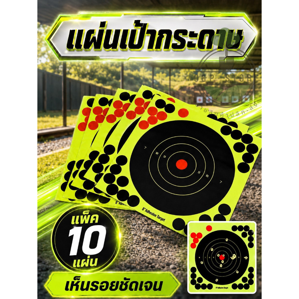แผ่นเป้าสติ๊กเกอร์ กระดาษ แพ็ค 10 แผ่น พร้อมส่ง สินค้าอยู่ไทย ขนาด 8.3x8.3 นิ้วหรือ 21x21 ซม.และขนาด 2x2 ซม.