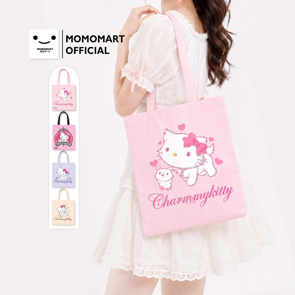 MOMOMART กระเป๋าผ้า Charmmy Kitty กระเป๋าสะพายข้าง ลายน่ารัก กระเป๋าสะพาย มี 3 สีให้เลือก