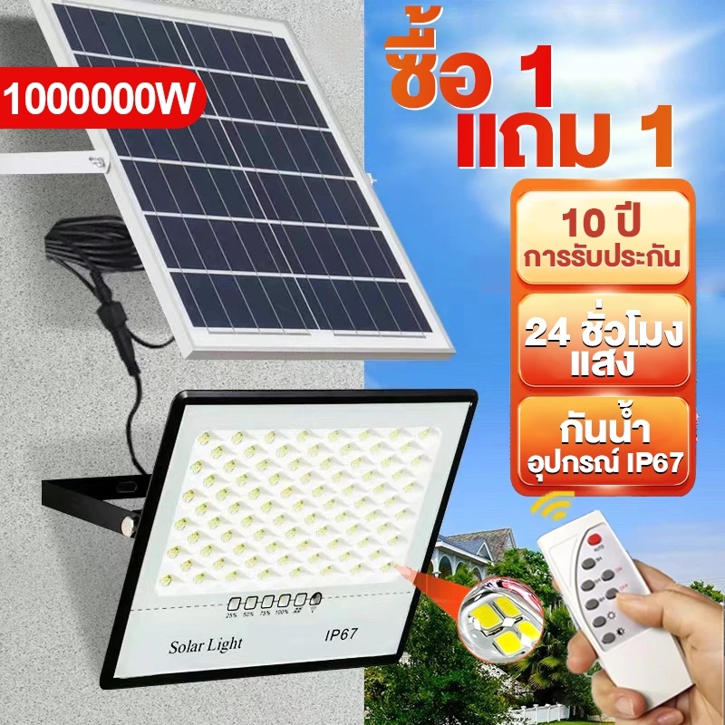 [ซื้อ 1 แถม 1] สปอร์ตไลท์โซลาร์เซลล์สำหรับภายนอก (รุ่นอัปเกรด) – กันน้ำมาตรฐาน IP68 กำลังไฟสูง พร้อมแผงโซลาร์เซลล์