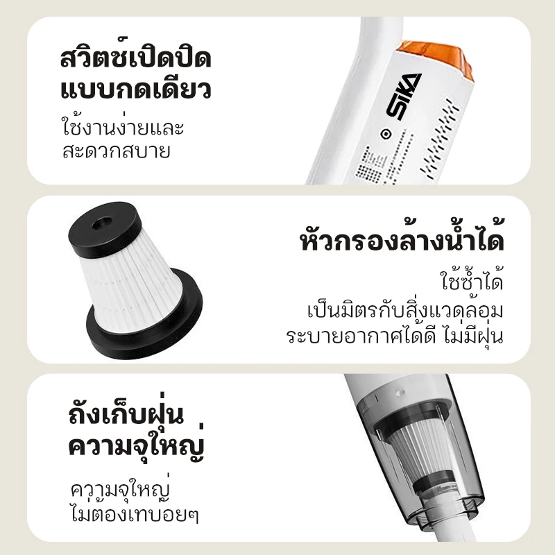 FCF เครื่องดูดฝุ่นไร้สาย ใช้ในครัวเรือน แรงดูดสูง เหมาะสำหรับอพาร์ทเมนท์ขนาดเล็ก เครื่องดูดฝุ่น thumbnail 9
