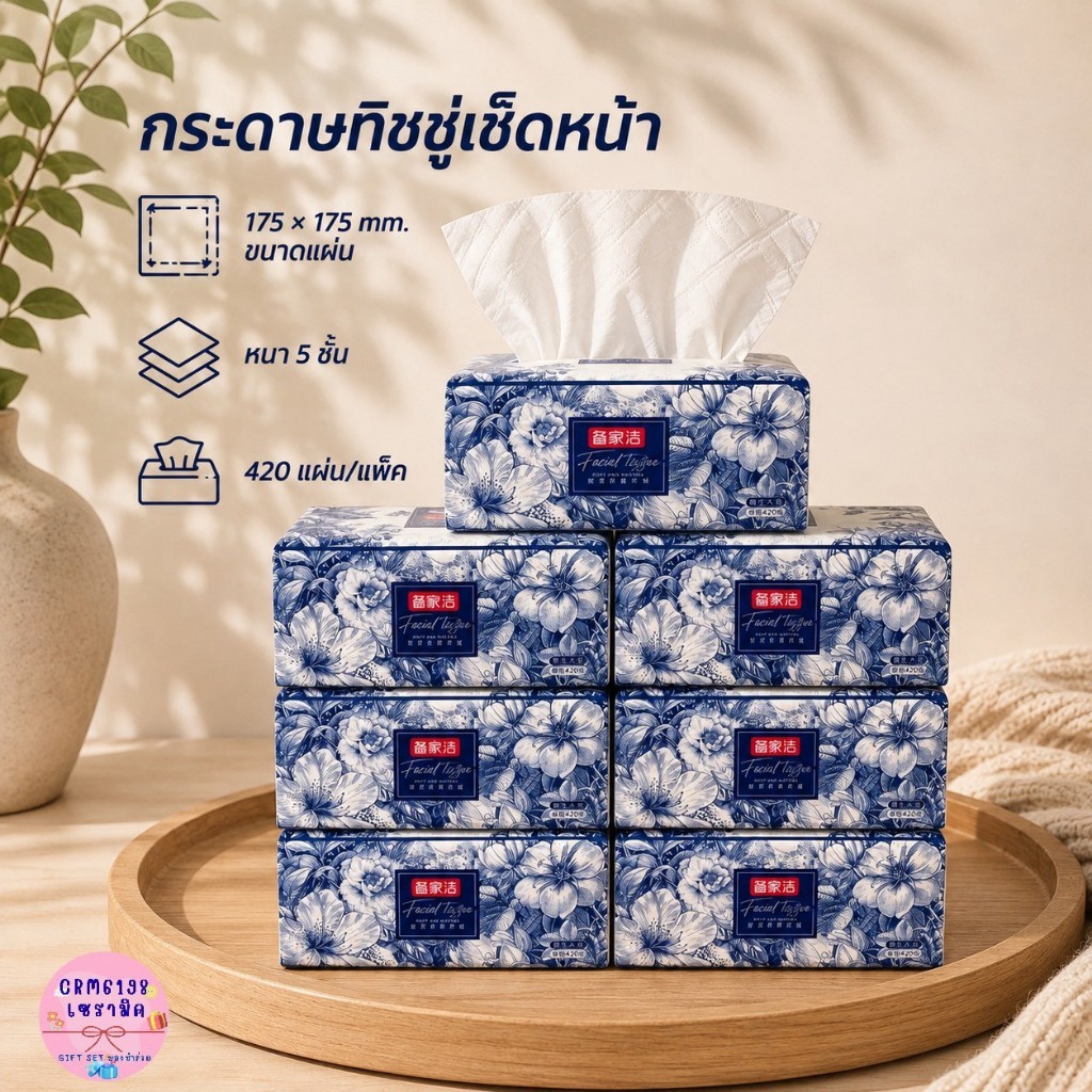 (ยกลัง) กระดาาทิชชู่เช็ดหน้า Panda&ele เนื้อนุ่ม พิเศษ มี 420แผ่น/ห่อ พร้อมจัดส่งทั่วไทย