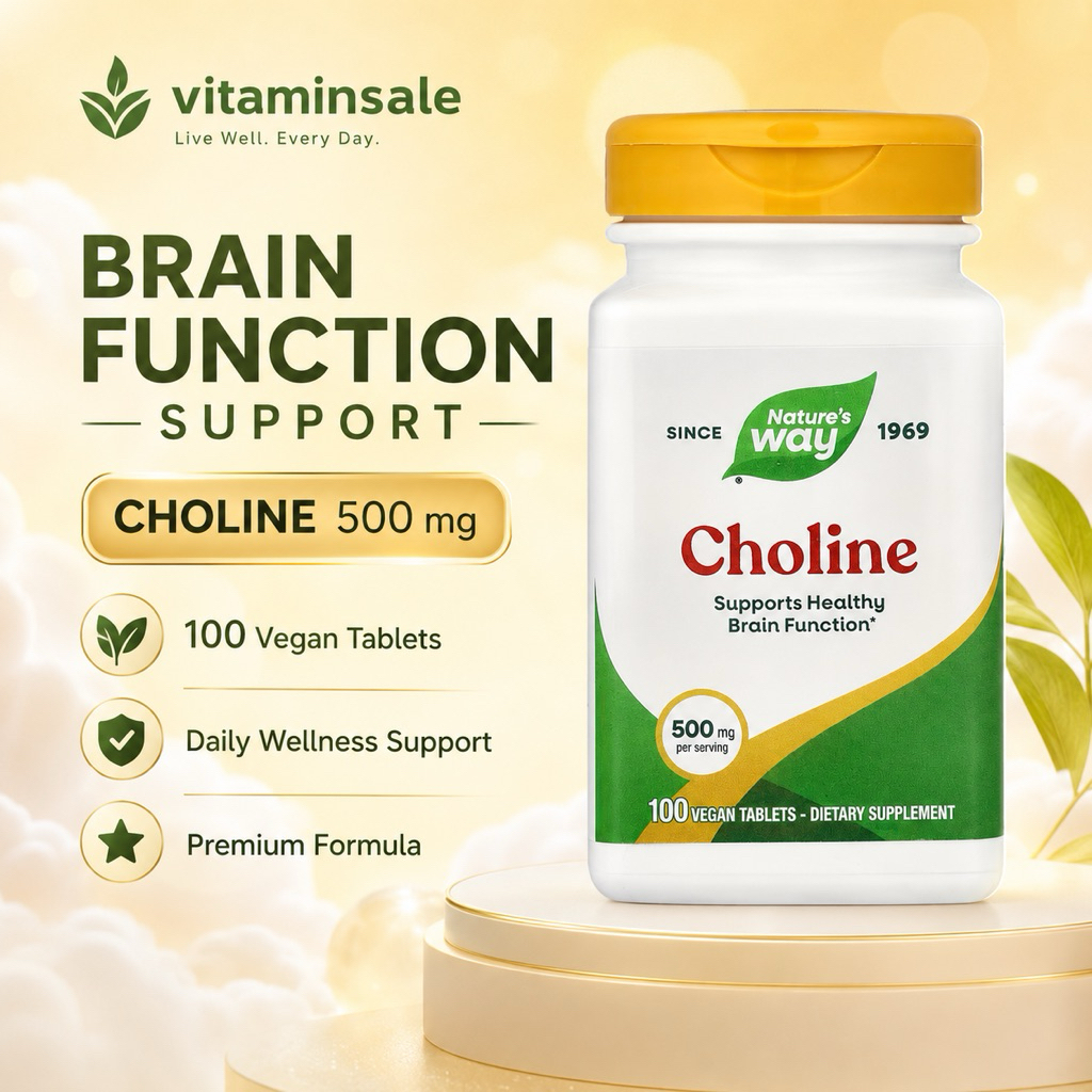 Nature's Way Choline 500mg บำรุงสมอง ความจำ ตับแข็งแรง 100 เม็ด