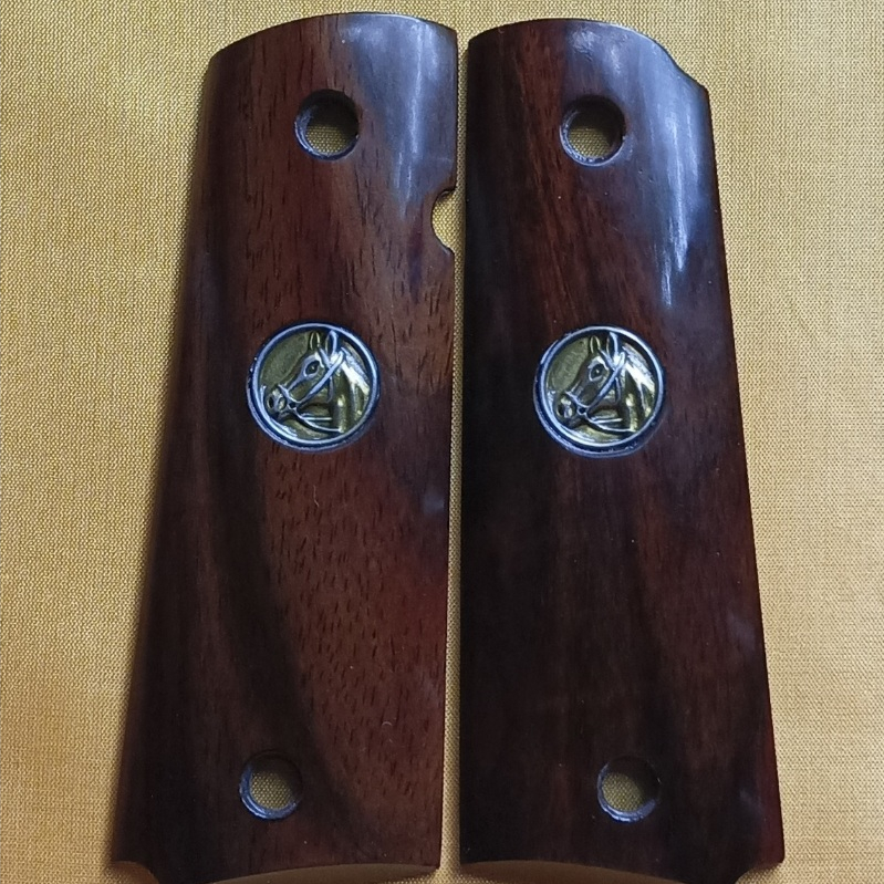 1911 grips ด้ามมีด 1911 ด้ามจับ ประกับไม้แท้ ฝังเหรียญม้า อุปกรณ์เสริมตกแต่งสำหรับ​ 1911