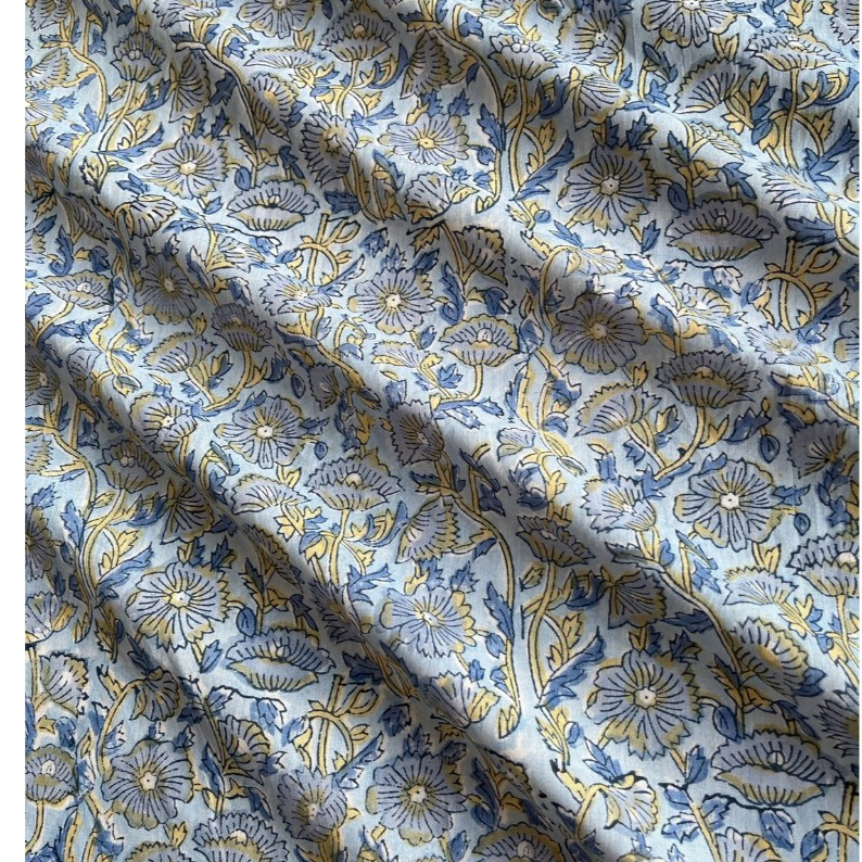 144บ./หลา(0.9m)Cotton Fabric Indian Blockprint  ผ้าฝ้าย ผ้าอินเดีย พิมพ์มือ sarasafabric handblockprint cotton H26-08-16