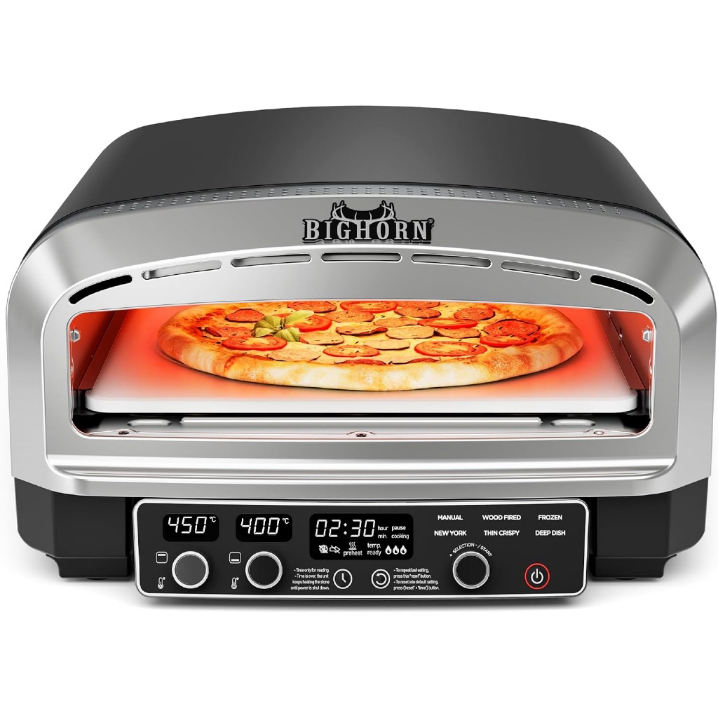 BIG HORN Pizza Oven Indoor, เตาอบพิซซ่า 14 Inch Electric Countertop Pizza Oven with 6 Preset Modes, 