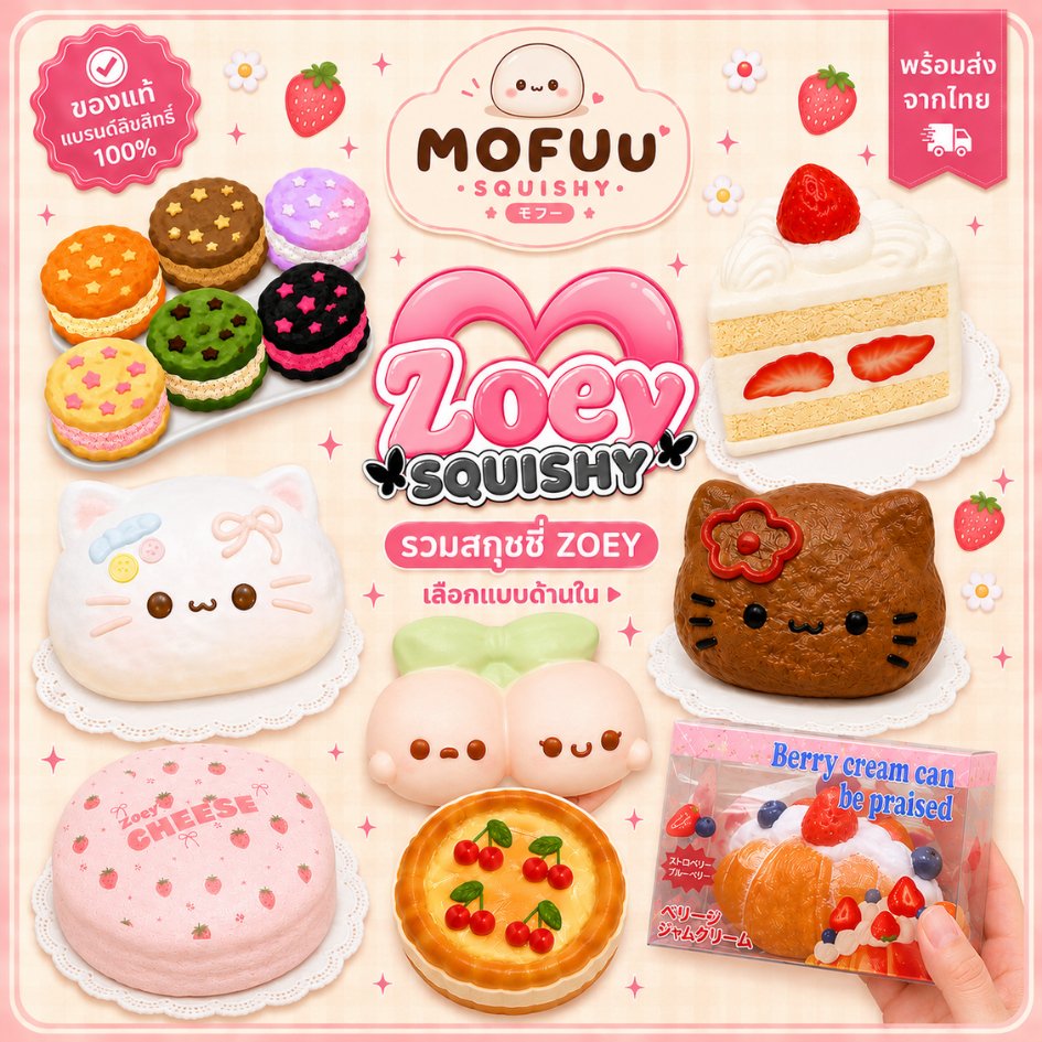 Zoey Squishy สกุชชี่แบรนด์แท้ หลายแบบ สโลว์ไรซิ่ง ของสะสม พร้อมส่ง