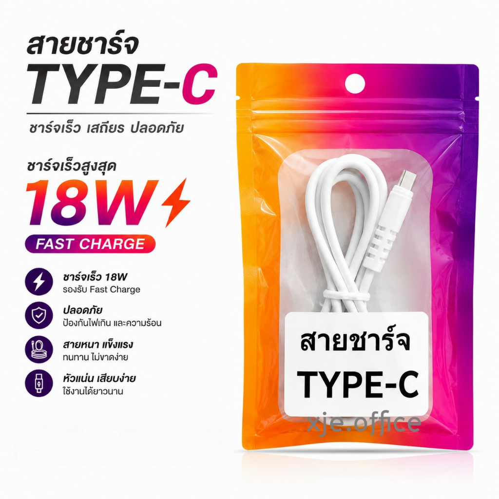 สายชาร์จ Type-C 18W ชาร์จเร็วทันใจ สายชาร์จ YOODEX พร้อมส่งใน ไทย