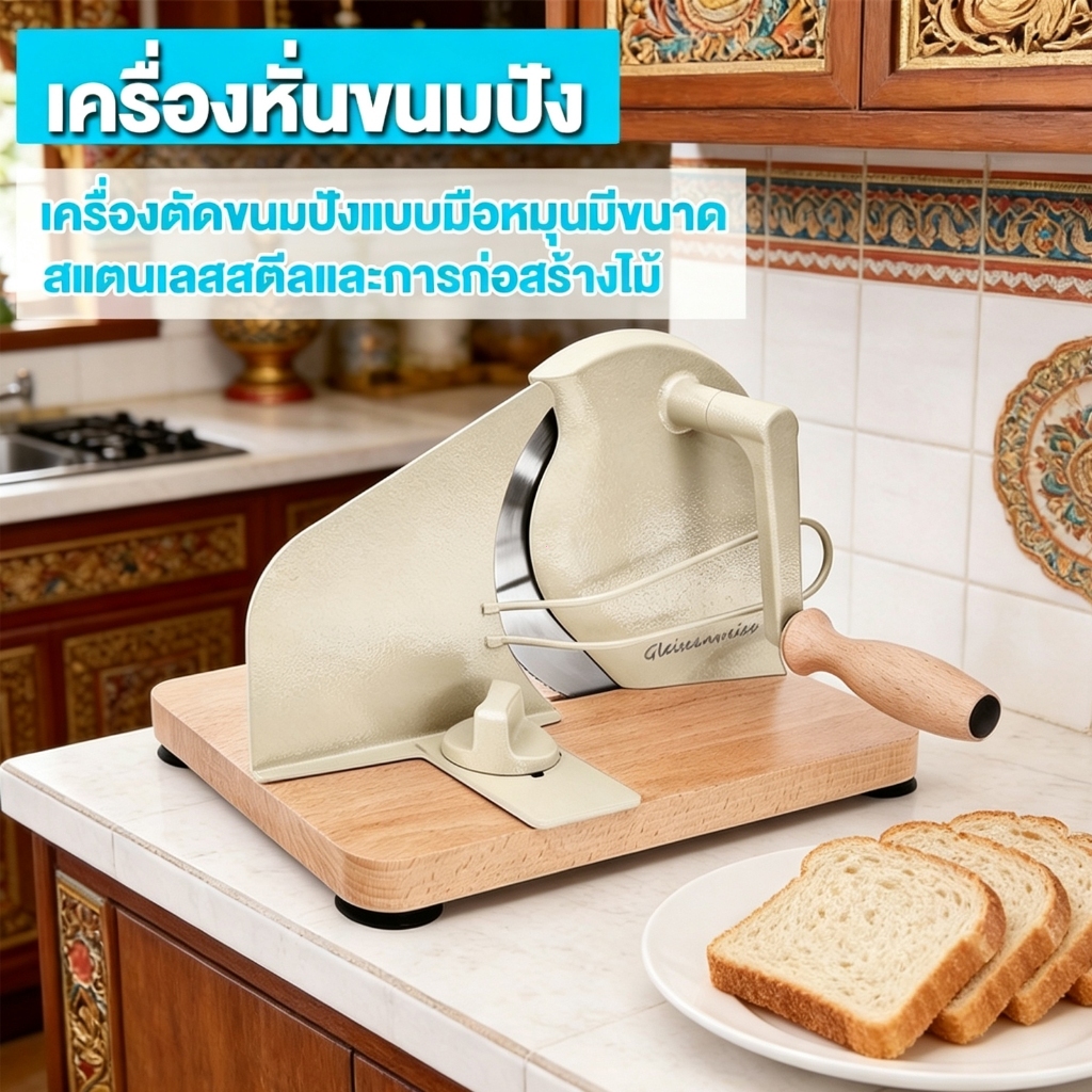 พร้อมส่ง อุปกรณ์ตัดขนมปัง ตัดขนมปังได้ง่าย ตัดขนมปังเป็นชิ้นสม่ำเสมอ ความหนาที่ปรับได้ ขนมปังปิ้งหั่นสม่ำเสมอ