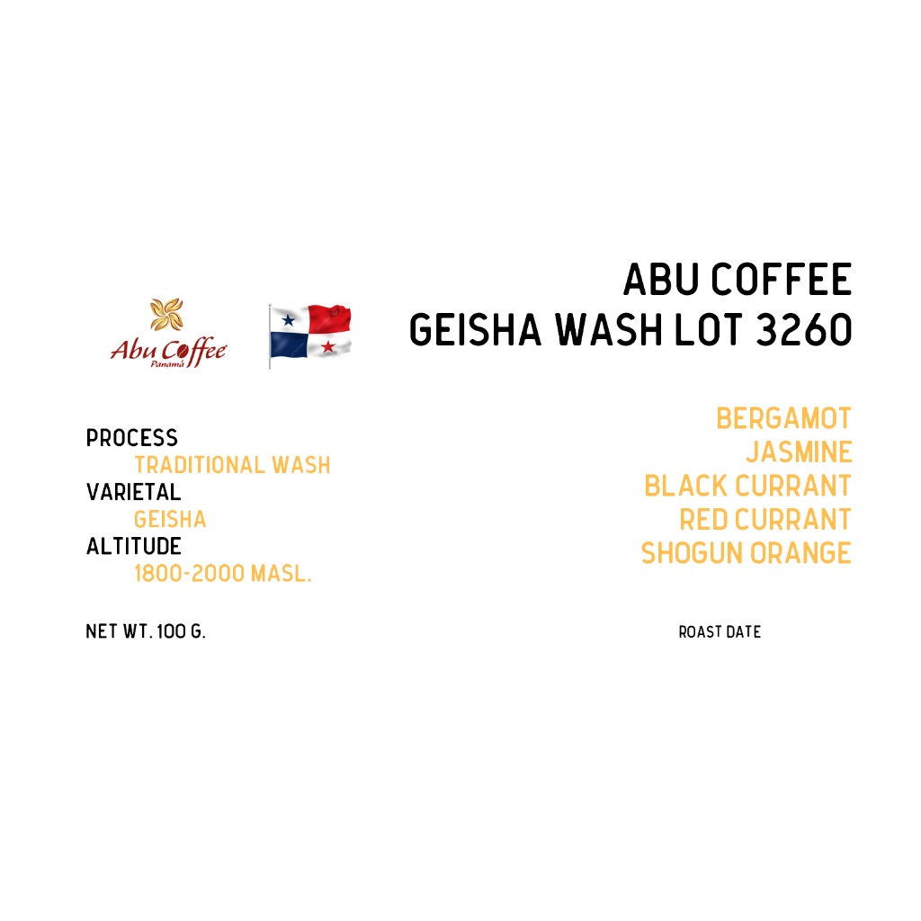 เมล็ดกาแฟคั่ว Panama Abu coffee geisha wash lot 3260