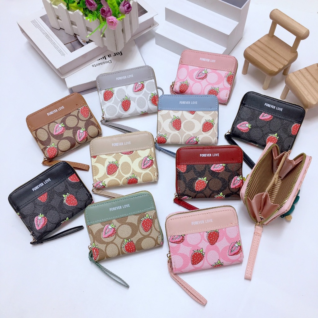 0647#กระเป๋าสตางค์ผู้หญิงใบสั้น ราคาถูก25฿ ใส่แบงค์ใส่เหรียญ ช่องชิป1ช่อง หนังPU