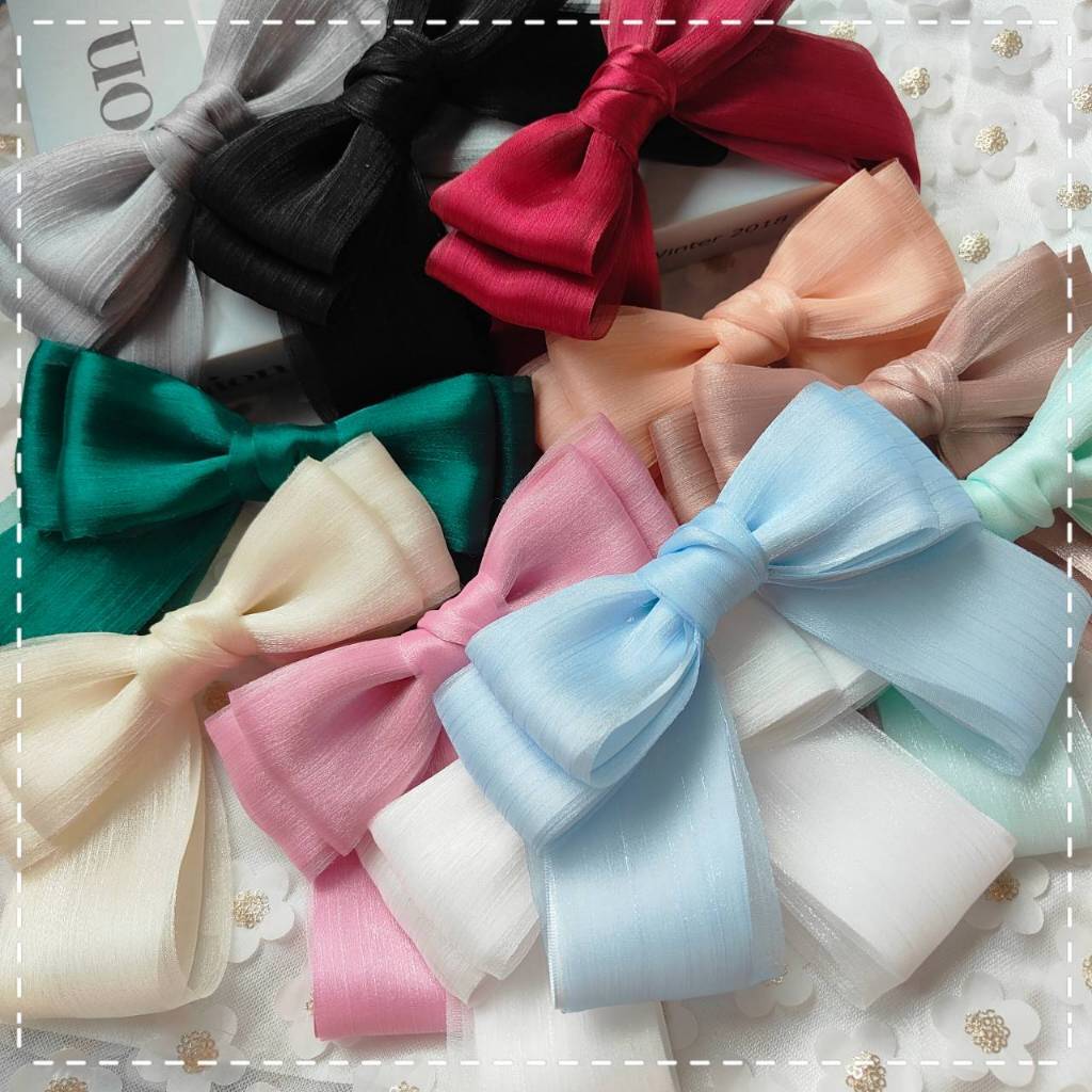 A Dream (13สี ) กิ๊บสปริงโบว์สีลูกกวาด ริบบิ้น2ชั้นเงาวิ้งสวย กิ๊บสปริงไซร์M 8ซม. (พร้อมส่ง )