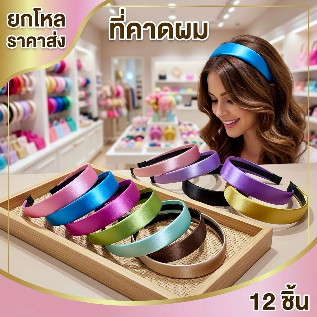 ยกโหล ที่คาดผมแพค 12 ชิ้น ราคาส่ง