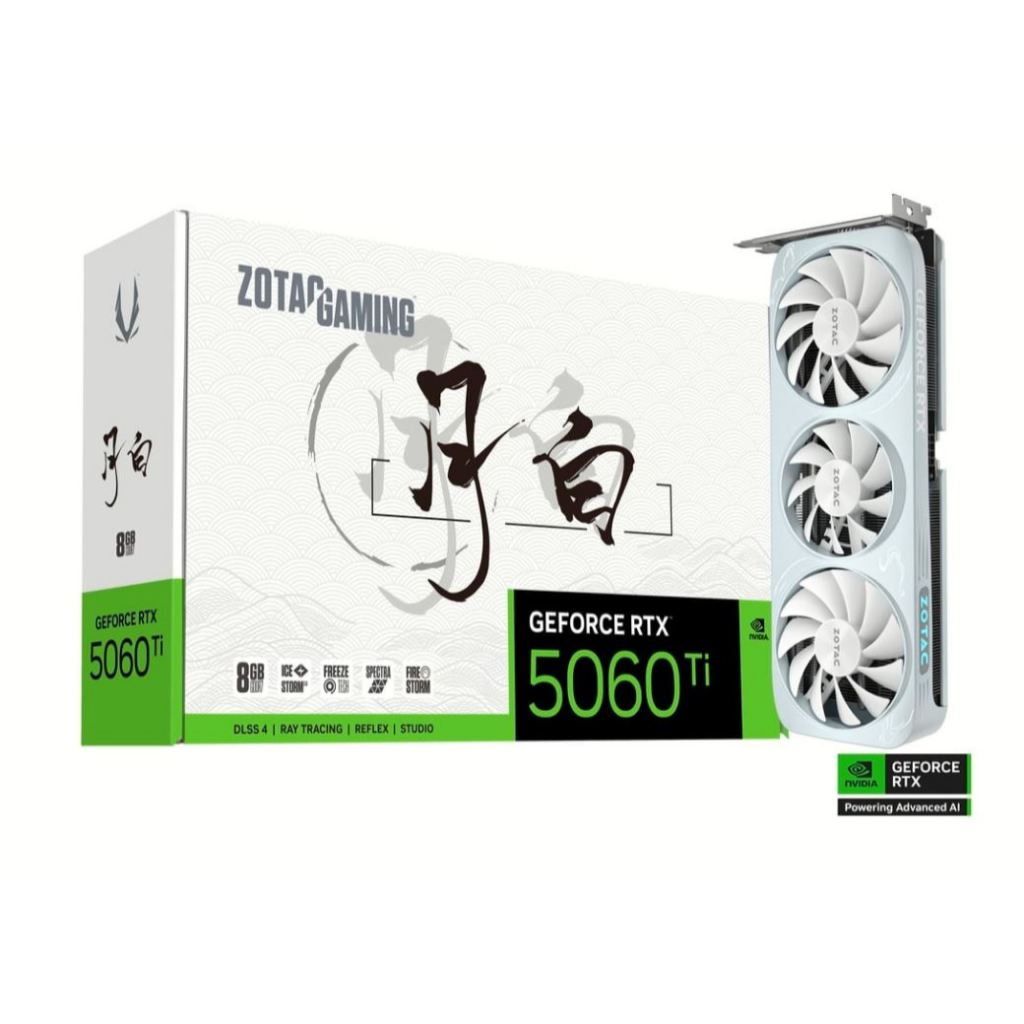 VGA ZOTAC GAMING GeForce RTX 5060Ti  8GB OC GDDR7 MOON WHITE   (รับประกัน3ปี)