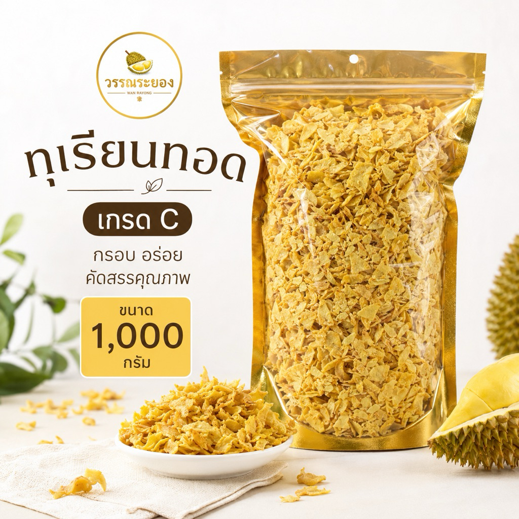 ทุเรียนทอดเกรดCถุงใหญ่1,000กรัม(1กิโล) ขนาดจุใจ