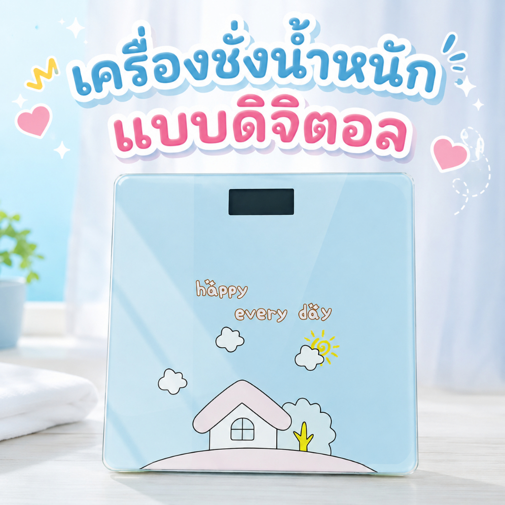 เครื่องชั่งน้ำหนักดิจิตอล ลายการ์ตูน หน้าจอ LCD