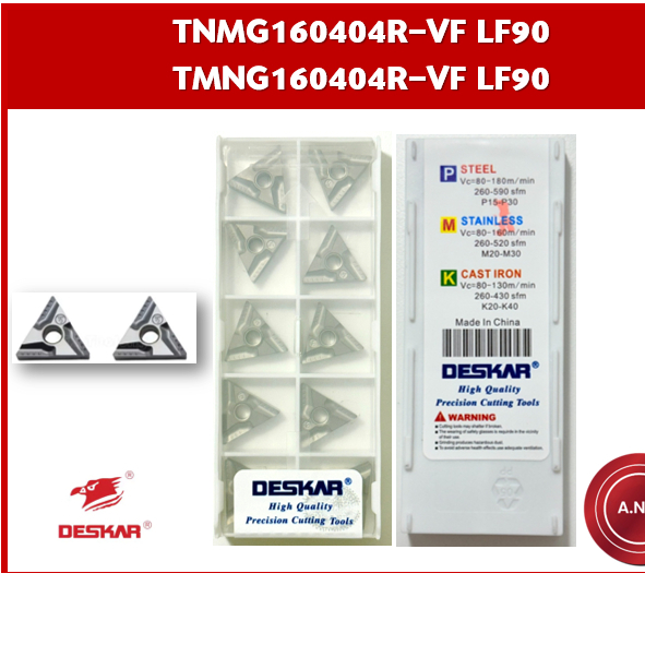 [ของใหม่] เม็ดมีด INSERTS TNMG160404R-VF LF90 ,  TMNG160404R-VF LF90  (เม็ดเบา มุม 04) ยี่ห้อ DESKAR