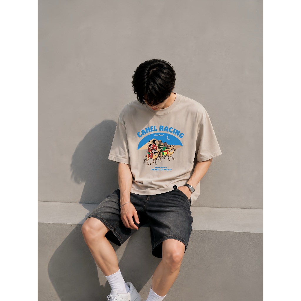 LAIZEN เสื้อยืด Oversize ทรงหลวม รุ่น Camel Racing สายฟุตบอล ผ้า cotton 100% ใส่ได้ทั้งชายหญิง
