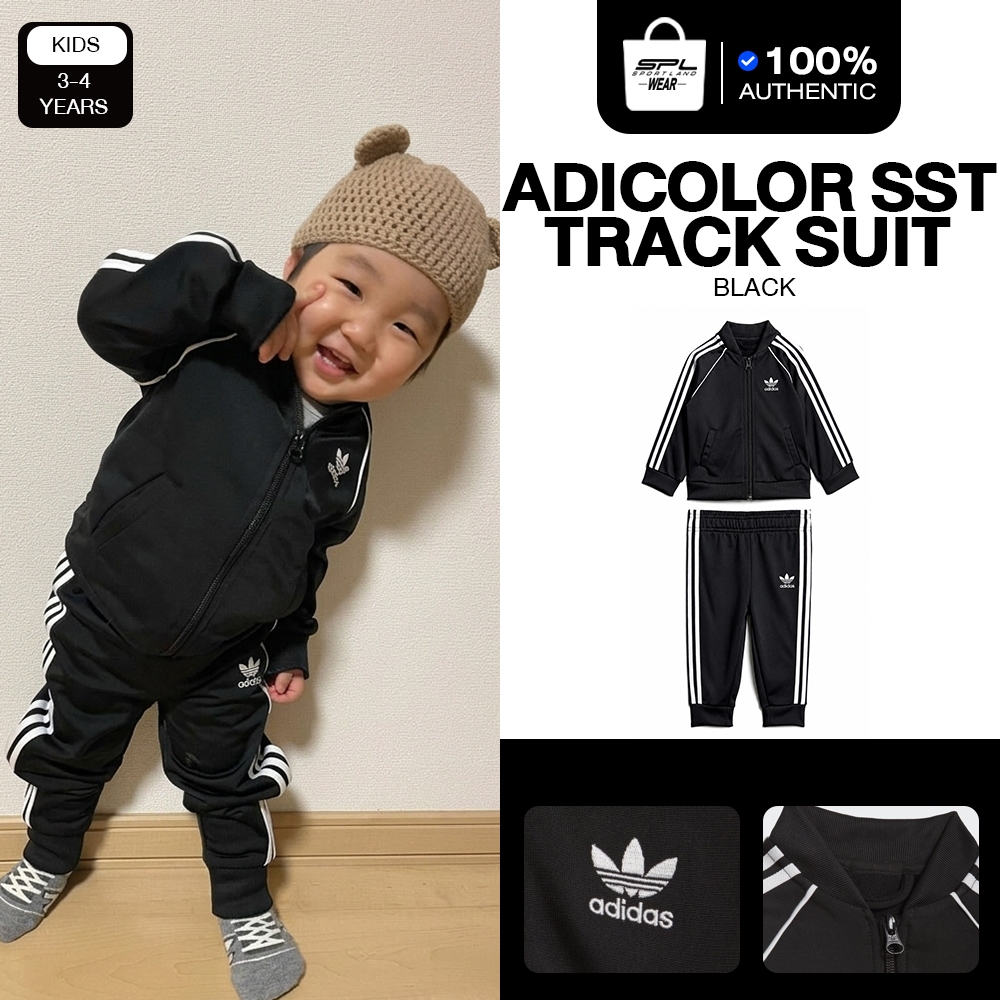 Adidas ชุดแทรค สำหรับเด็ก สีดำ OG KD Track Suit Adicolor SST GN8441 (1700) EOSS