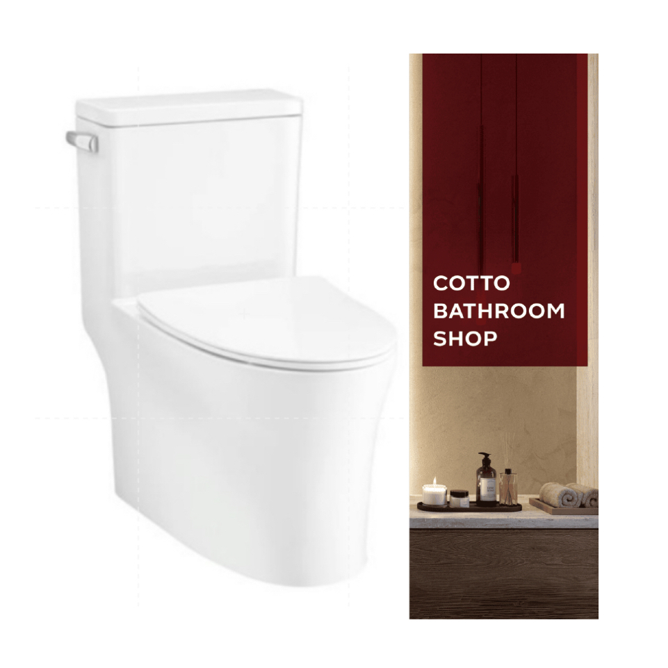 COTTO สุขภัณฑ์แบบชิ้นเดียว (ชนิดท่อลงพื้น) C105617 วิสต้า กดข้าง