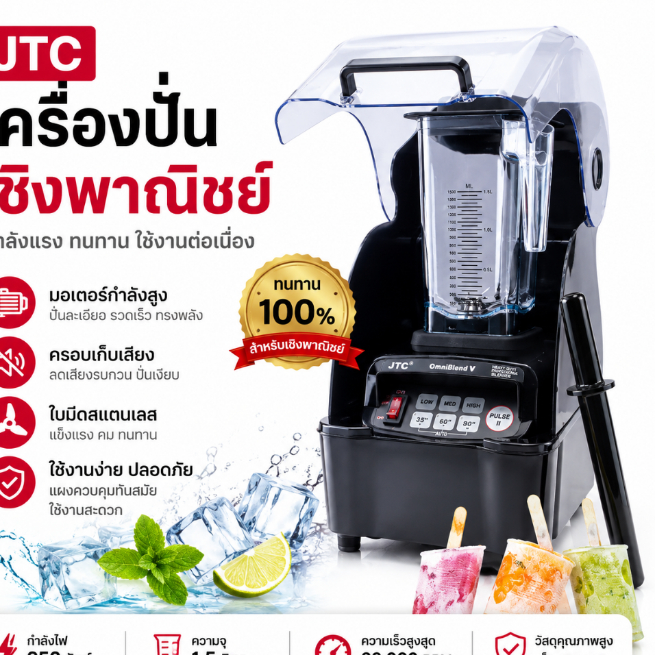 JTC TM-800AQ  เครื่องปั่นแบบเก็บเสียง1.5L ความเร็ว38,000 RPM