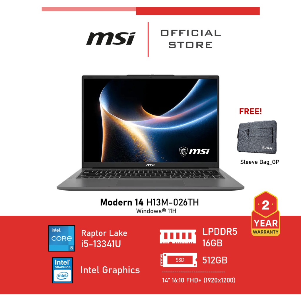MSI Modern 14 H13M-026TH (Intel Graphics) Raptor Lake i5-1334U Laptop
