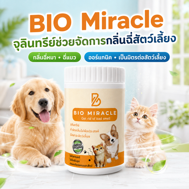 BIO Miracle ไบโอมิราเคิล จุลินทรีย์ดับกลิ่นไม่พึงประสงค์ กำจัดกลิ่นฉี่หมาแมว คราบปัสสาว