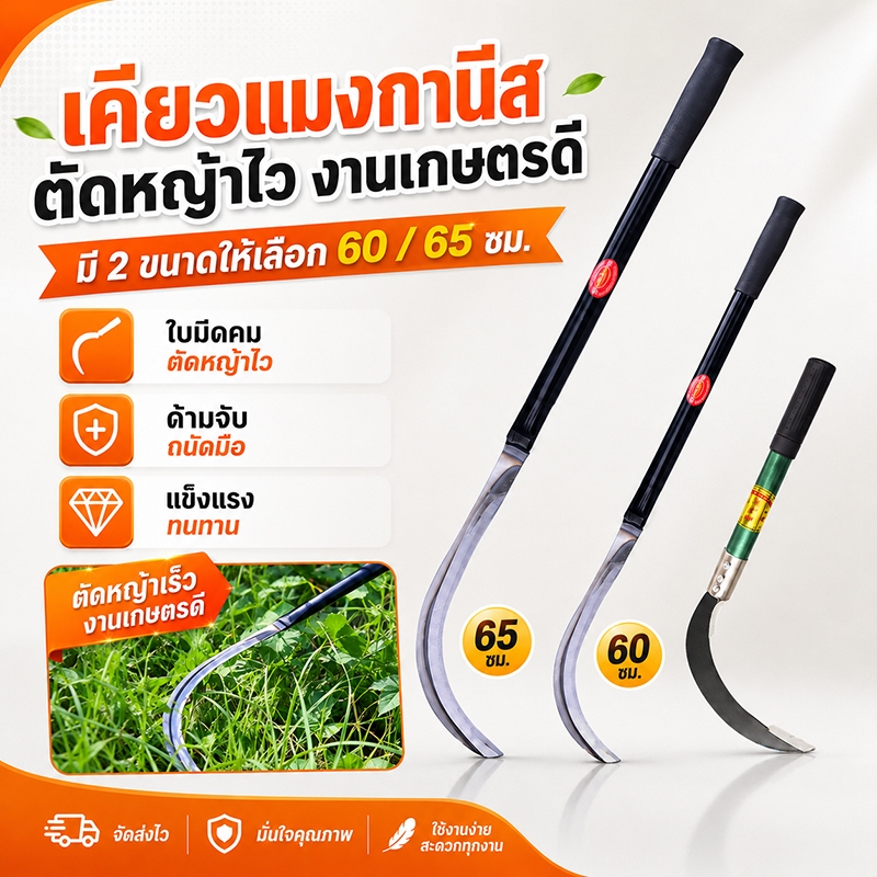 เคียวแมงกานีส เคียวเหล็กแมงกานีส เคียวเกี่ยวหญ้า เคียวเกี่ยวข้าว มีดถางหญ้า คียวตัดกิ่งไม้