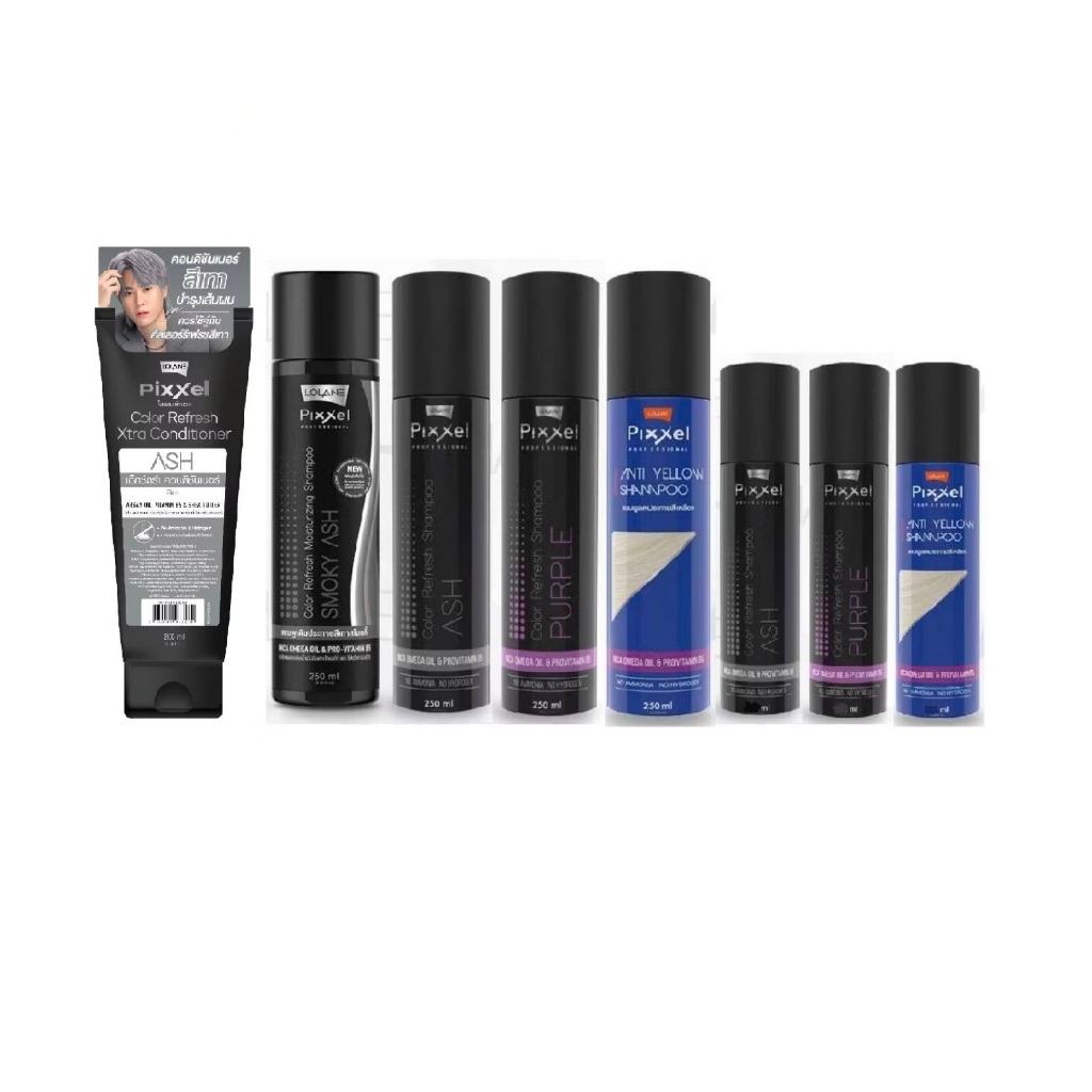 โลแลน แชมพู สี ม่วง เทา ครีมนวด Lolane Pixxel Anti-Yellow ลดไรเหลือง Color Refresh Shampoo Conditioner แชมพูม่วง