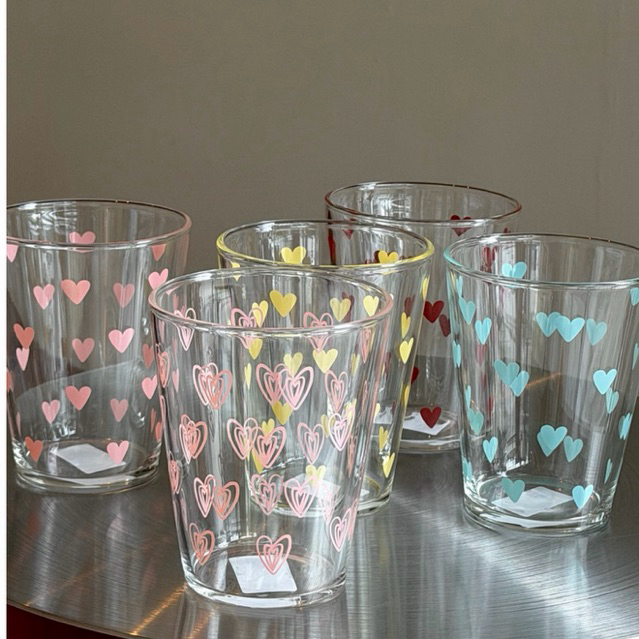 Homesutuff.store - Heart Pattern Glassware แก้วลายหัวใจ
