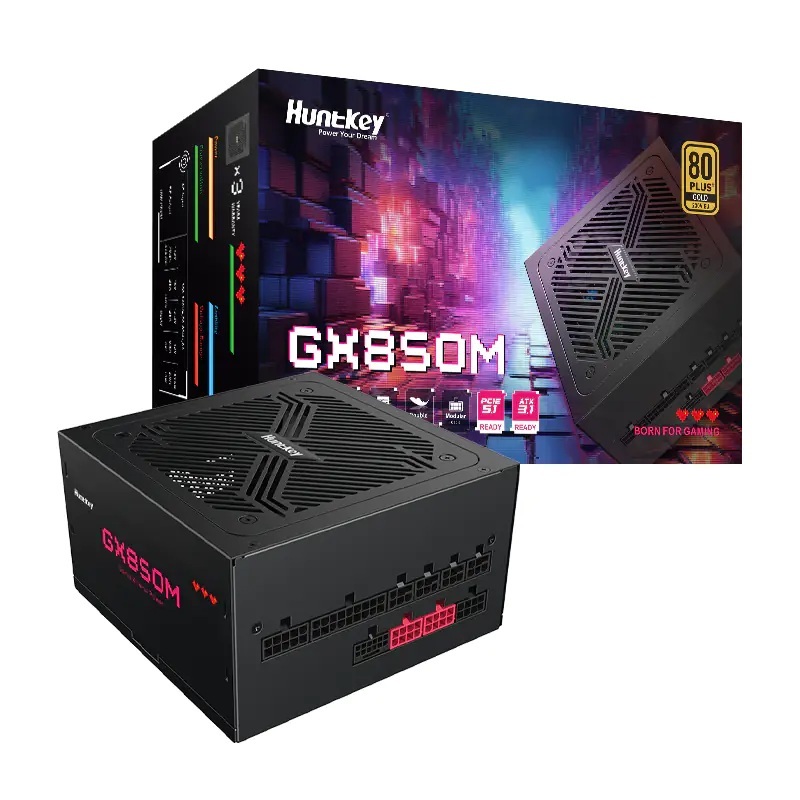 พาวเวอร์ซัพพลาย Huntkey GX750M, GX850M Power your Dream ATX 3.1 PCIe 5.1 มาตรฐาน 80 PLUS Gold Modular ถอดสายได้