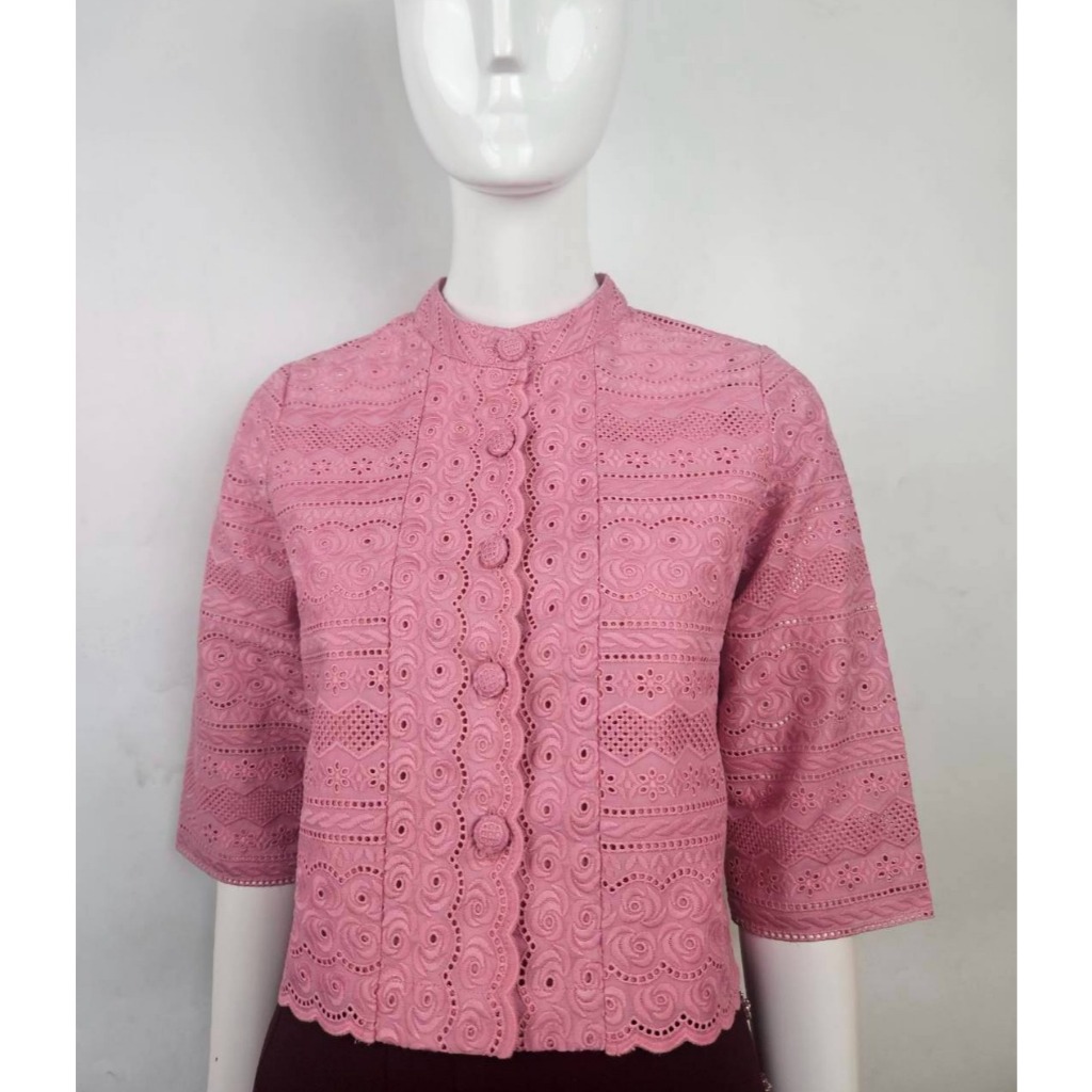 Pink Boutique แบรนด์แท้ อก 38"-46" เสื้อลูกไม้ คอตตอน กระดุมหน้า มีซับในทั้งตัว มีหลายสี เกรดพรีเมียม