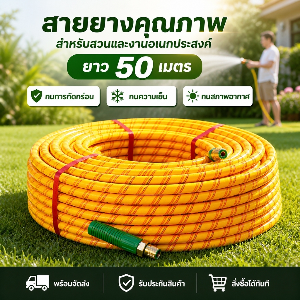 สายพ่นยาหนา 5ชั้น ยาว50/100ม. ทนแรงดัน ทนระเบิด ใช้งานทนทาน ปลีกส่ง