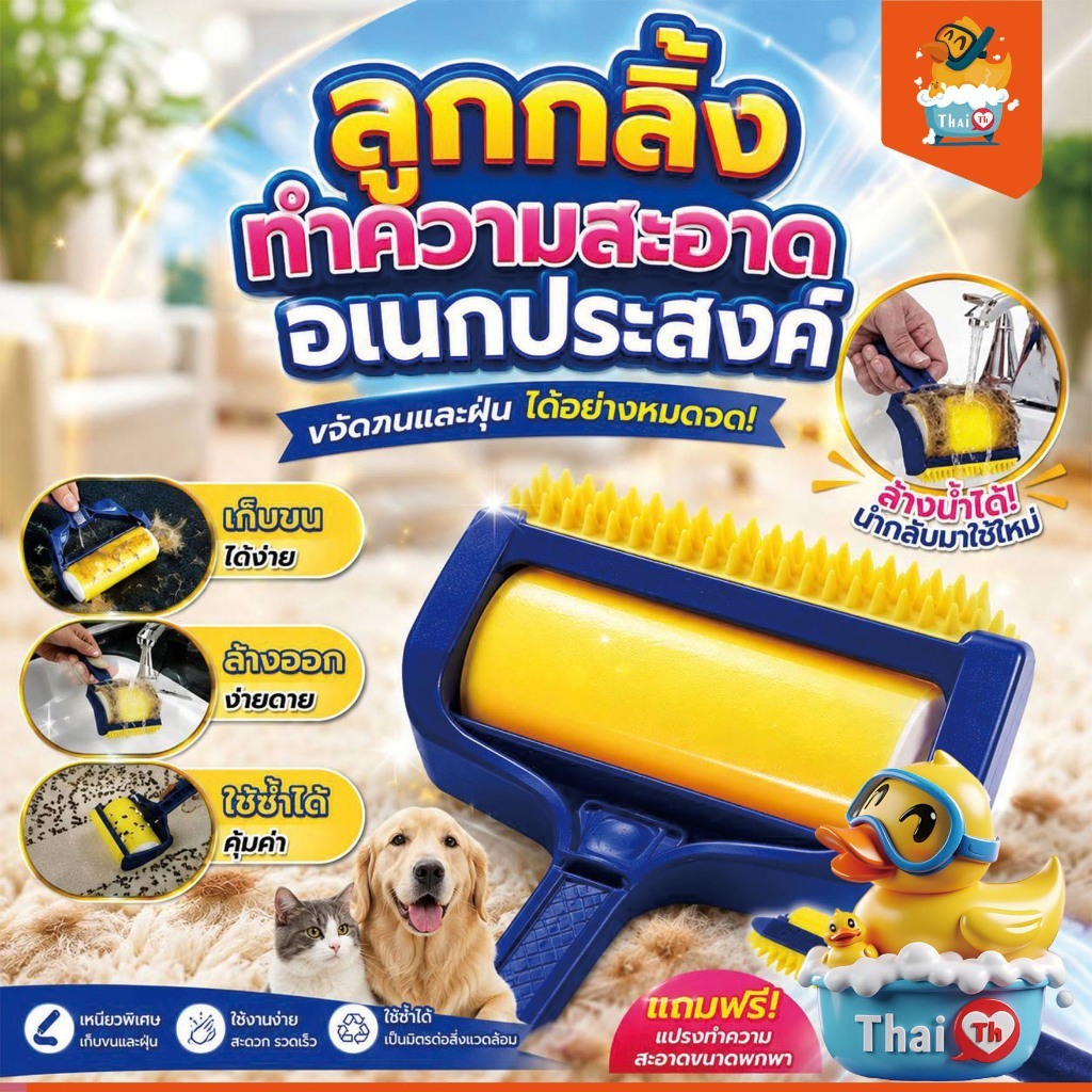 Thai.th ลูกกลิ้งทำความสะอาดอเนกประสงค์ Sticky