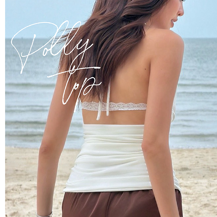 (defect พร้อมส่ง) SEASON STUDIO - POLLY TOP / เสื้อคล้องคอ เปิดหลัง ดีเทลสายลูกไม้