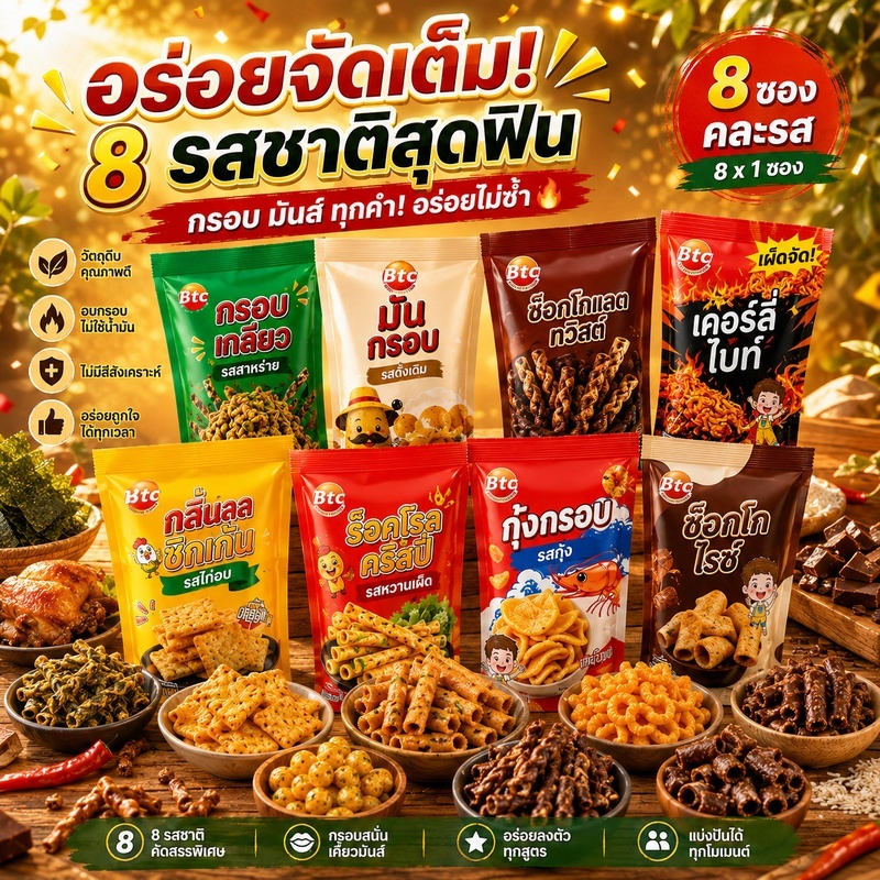 BTC ขนมกุ้งกรอบ ขนมทานเล่น รสกุ้ง ตรา บีทีซี กรอบอร่อยเคี้ยวเพลิน ขนาด 23 กรัม พร้อมส่ง