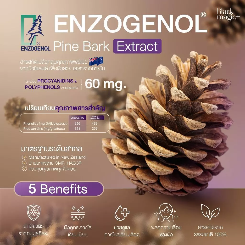 กลูต้าเม็ดดำ [เหมากล่อง] Black Magic 7 Secrets Liposomal Glutathione เปลือกสนประเทศนิวซีแลนด์ Enzogenol [ตะกร้ารอง] thumbnail 6