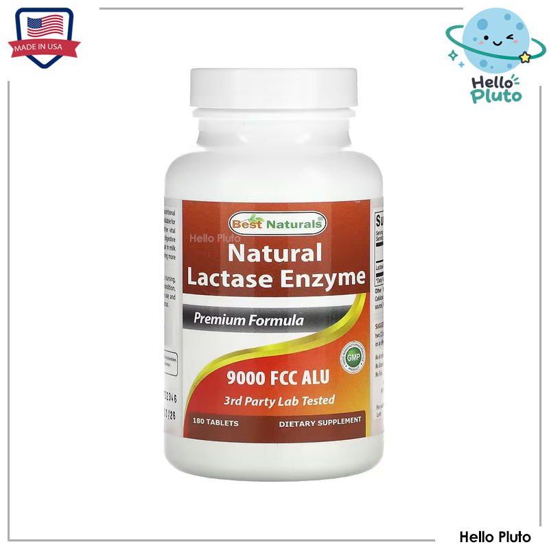 Best Naturals, Natural Lactase Enzyme, 9,000 FCC ALU, 180 Tablets