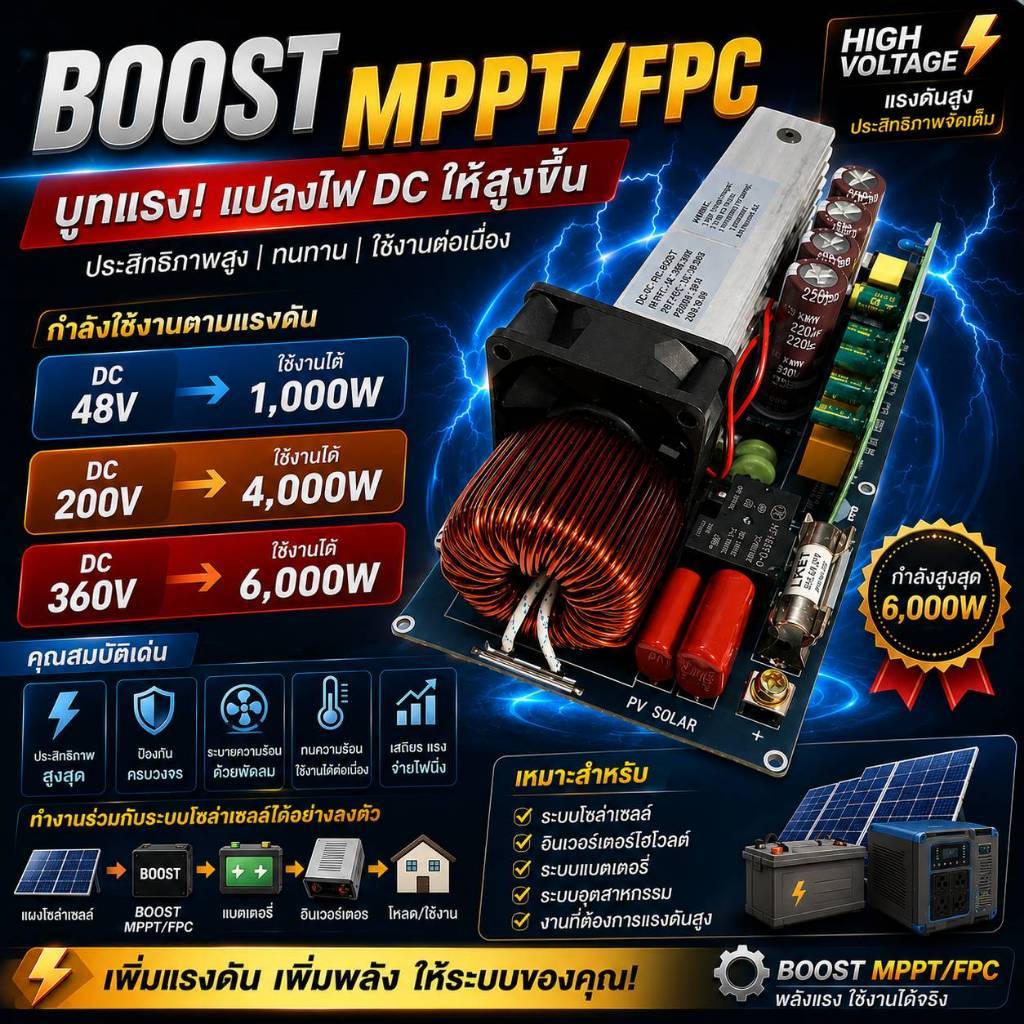 BOOST MPPT 5000W โมดูลเสริมแรงดันไฟฟ้า