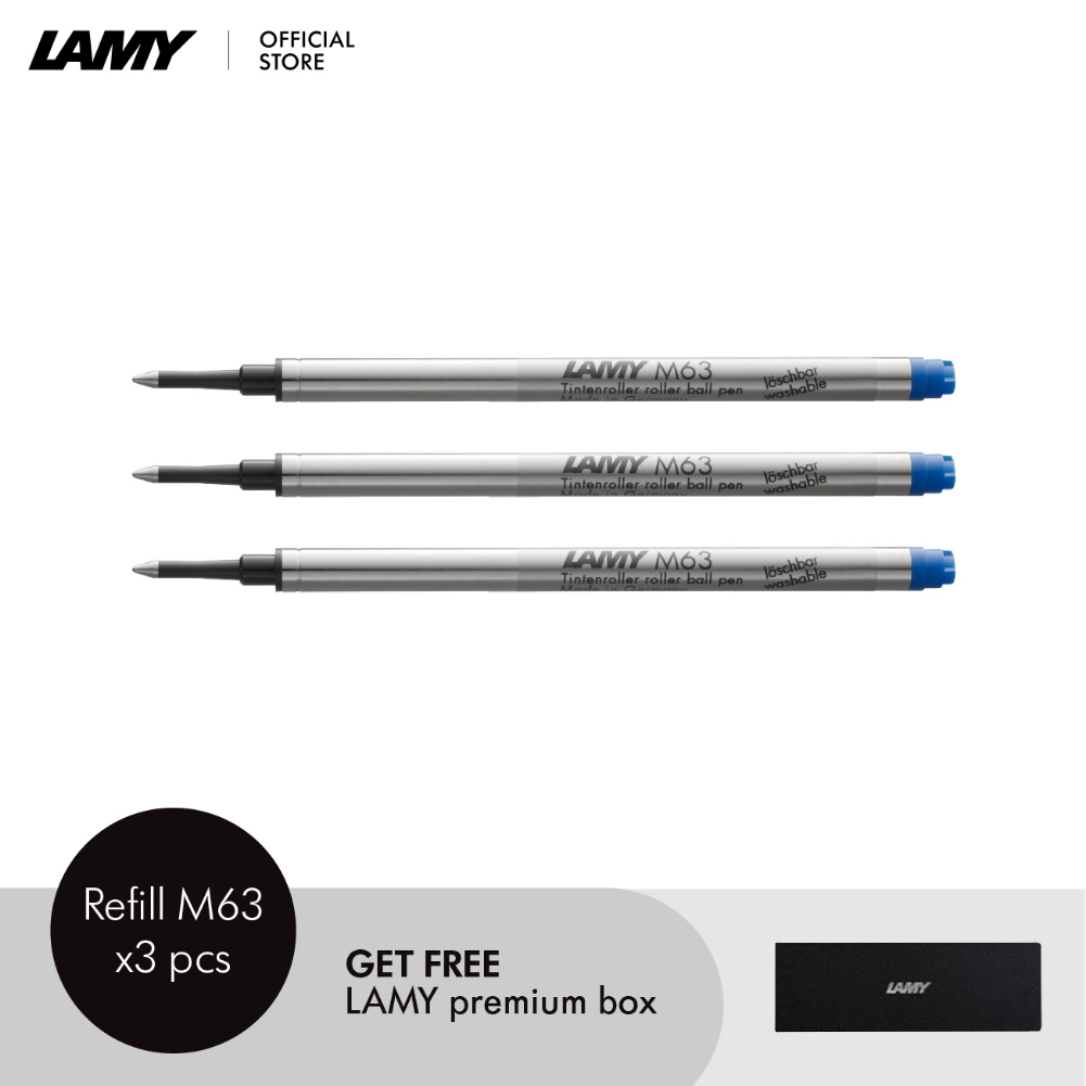 LAMY عبوات قلم M63 أزرق (3 قطع) + علبة أقلام هدية