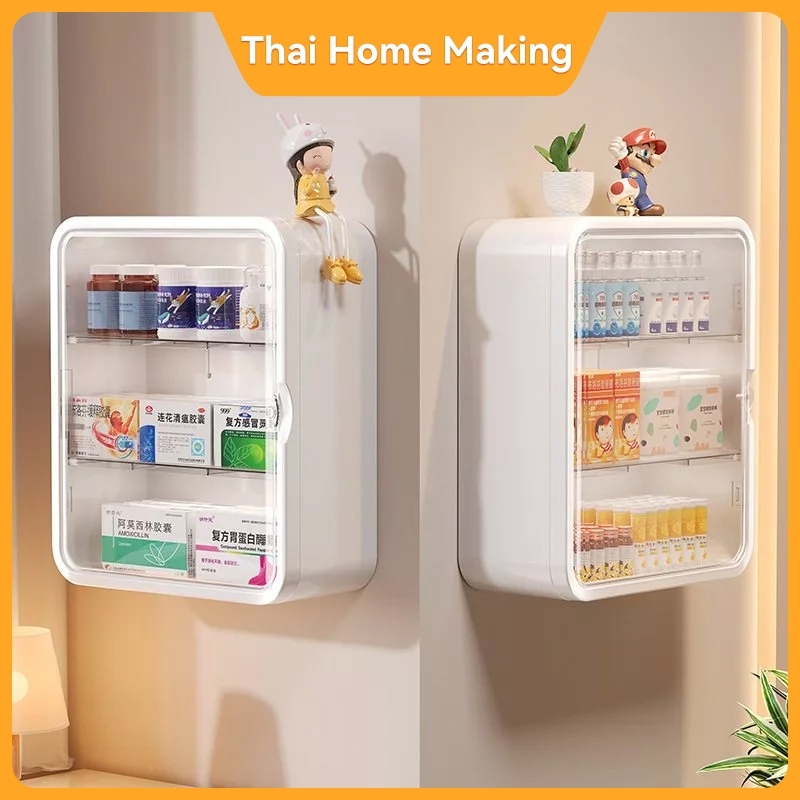 ตู้ยาติดผนังแบบไม่ต้องเจาะ ติดตั้งง่าย ประหยัดพื้นที่ มองเห็นยาได้ชัดเจน จัดเก็บเป็นระเบียบ