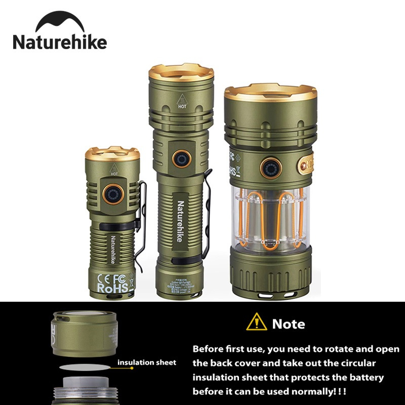 Naturehike เดินป่าธรรมชาติ ไฟฉายตั้งแคมป์กลางแจ้งแบบชาร์จไฟได้แบบพกพา ไฟฉาย นํา ขนาดเล็ก