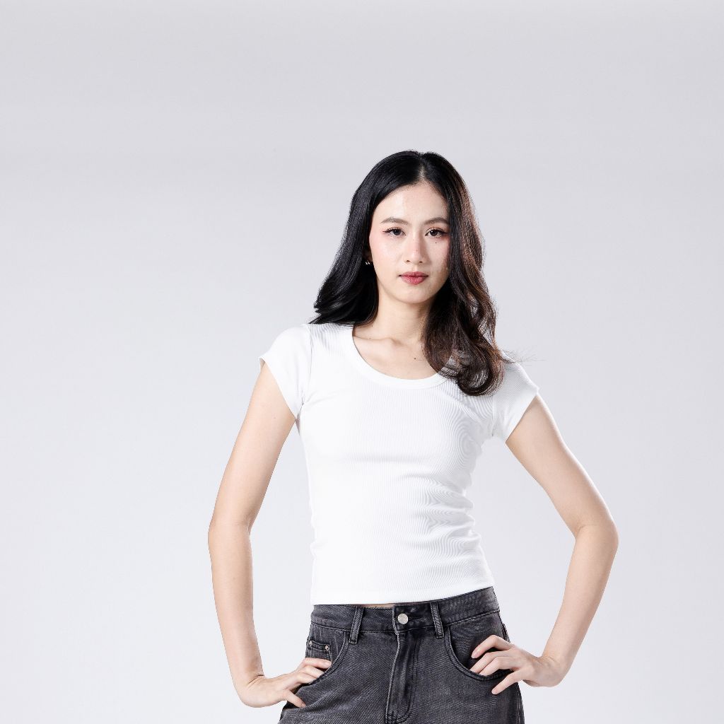 CHEWA Daily U  - เสื้อยืดคอยู ผ้าร่อง - BU23 รูปที่ 2