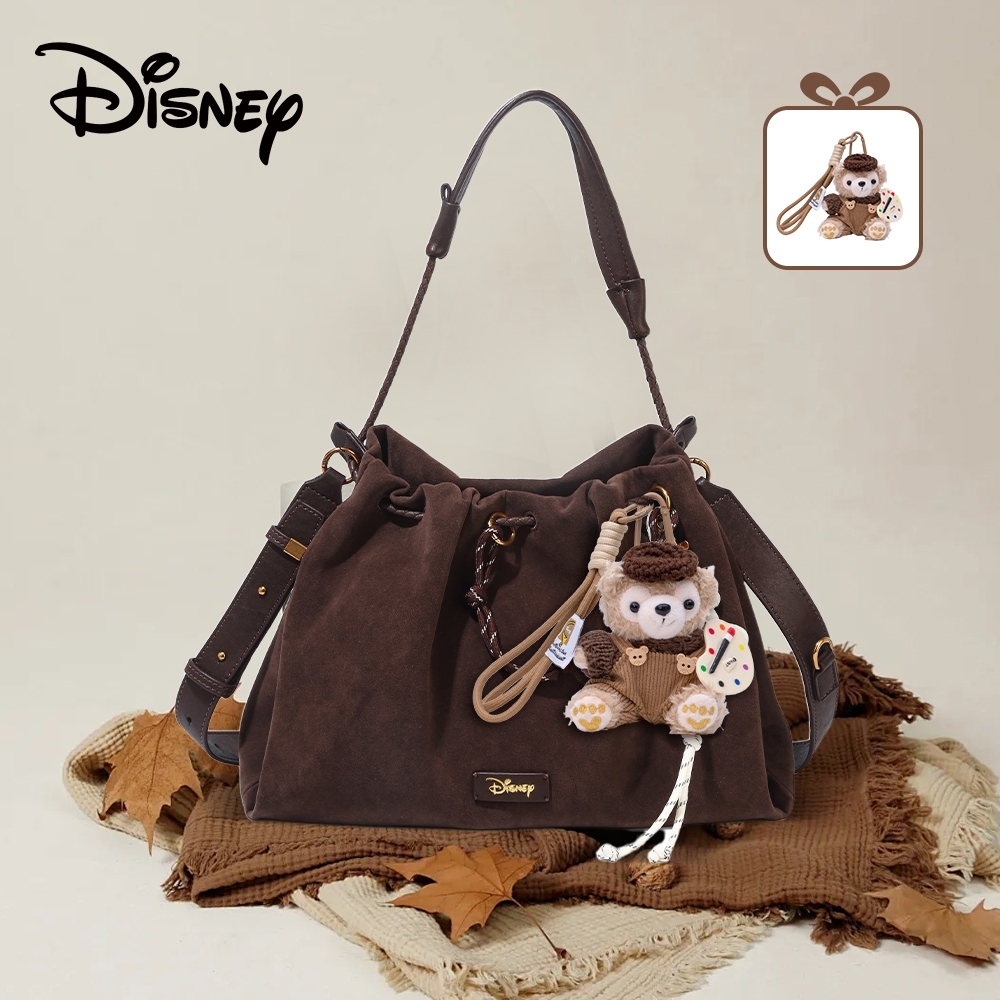 Disney กระเป๋าใส่ไอpad กระเป๋าถือใบใหญ่ สไตล์เกาหลี สีน้ำตาลวินเทจ จุของได้เยอะ 35x24cm สะพายข้างได้ Hobo Tote bag
