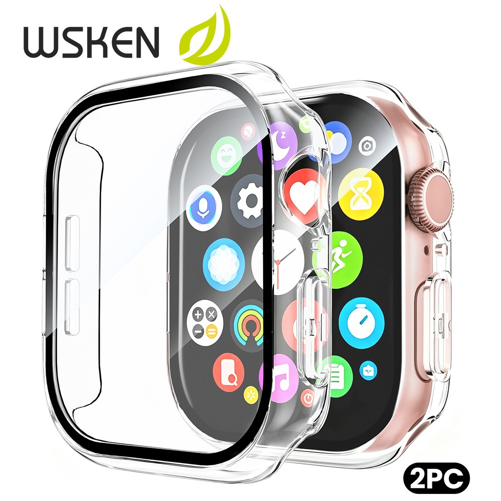 WSKEN เคสนาฬิกา สำหรับ iWatch Series 1-12 SE Ultra รุ่น 38-49mm มีกระจกนิรภัย กันกระแทก ไม่ต้องแปะฟิล์ม เอชดี ครอบเต็ม