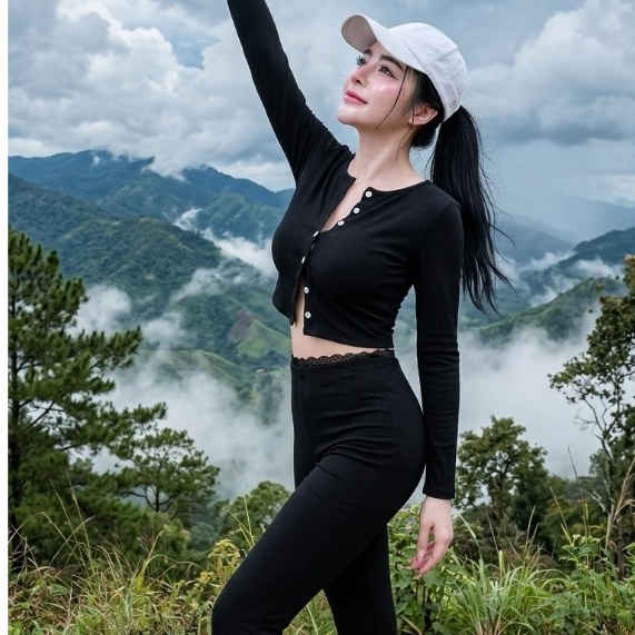2bell งานเซตสองชิ้นป้าเรยอนเล่นกระดุมเฟียสมากคร้างานจริงสวยแซ่บมาก(nb25)