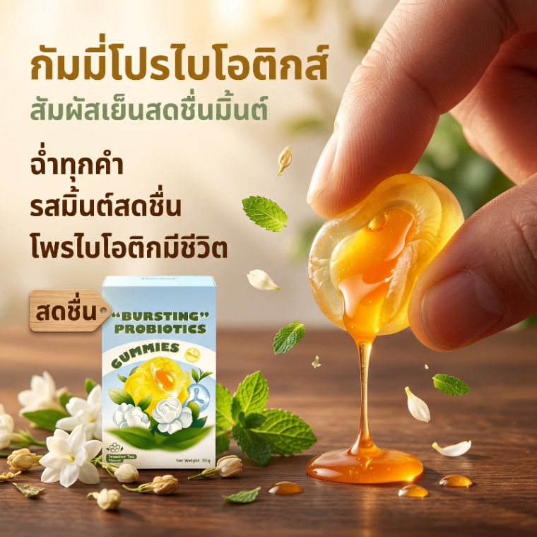 【สดชื่นด้วยเปปเปอร์มินท์และโปรไบโอติกส์】ลูกอมรสหอมเย็น ทานอร่อยทุกวัน ผลิตภัณฑ์เพื่อสุขภาพ