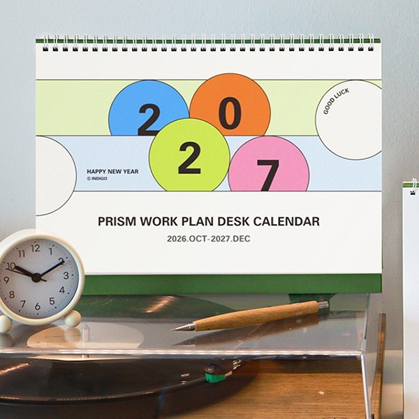2027 Prism Work Plan Desk Calendar ปฏิทินตั้งโต๊ะขนาดใหญ่ A4 Indigo
