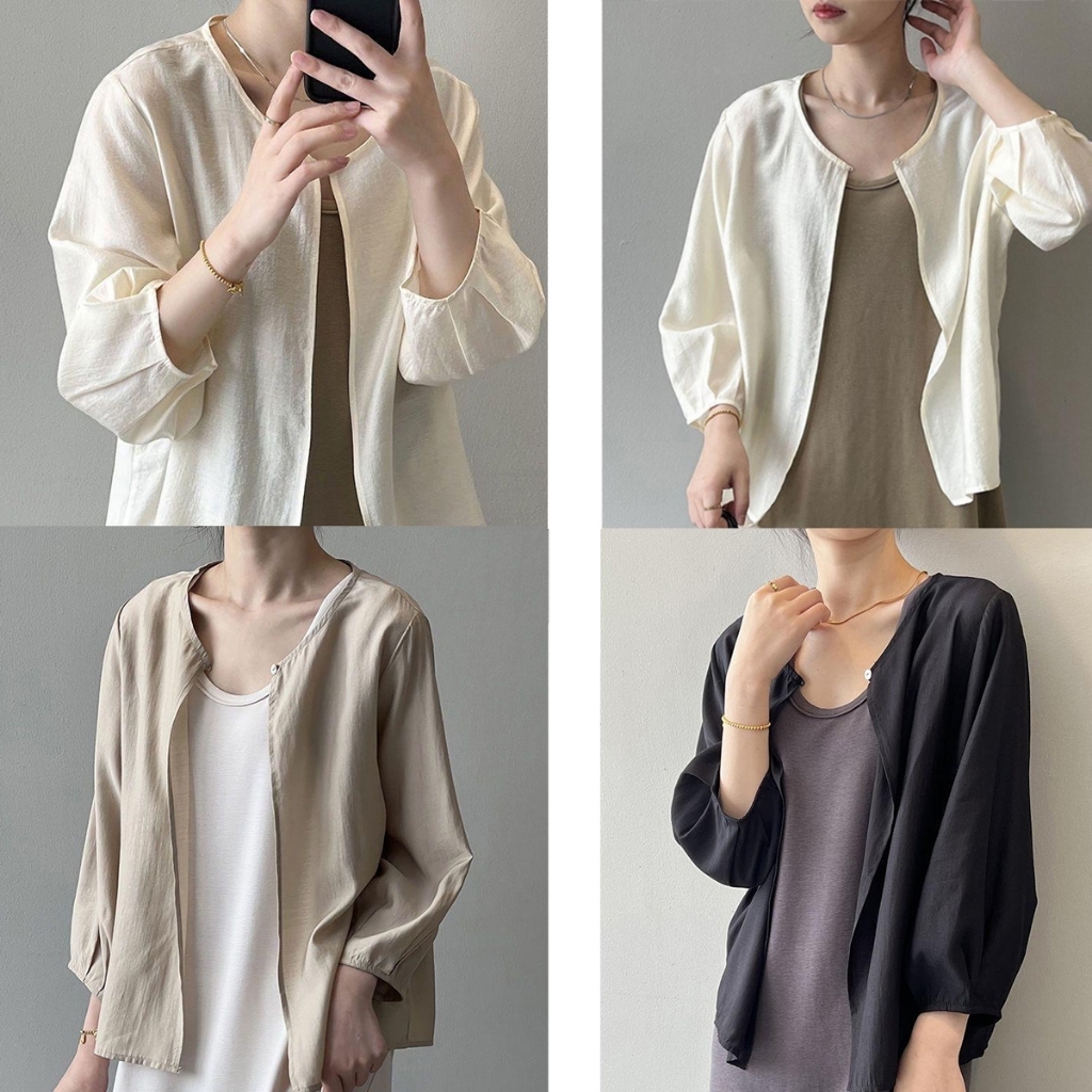 STYLE#เสื้อกันแดดแขนยาวสำหรับผู้หญิง เนื้อผ้าบางเบา ดีไซน์เรียบง่ายสไตล์เกาหลี #99418
